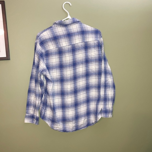 Old Navy Blue and White Plaid Button Down Shirt - Picture 6 of 11
